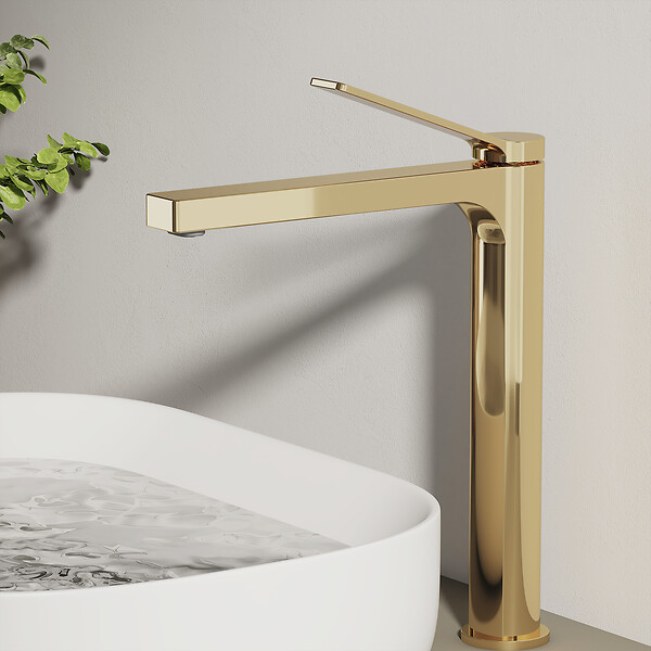EMKE - EMKE Mitigeur pour Lavabo et Cuisine 335×233×46 mm, Robinet Or Champagne en Laiton & Inox 304, Cartouche Céramique, Aérateur Économiseur d’Eau - large