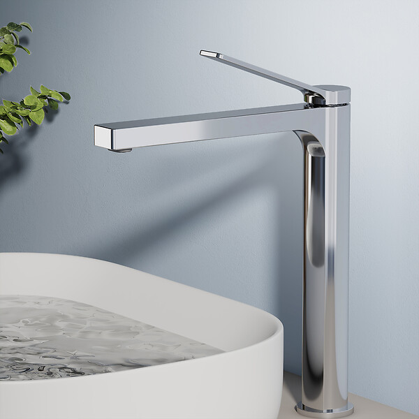 EMKE - EMKE Mitigeur pour Lavabo et Cuisine 335×233×46 mm, Robinet Chromé en Laiton & Inox 304, Cartouche Céramique, Aérateur Économiseur d’Eau - large