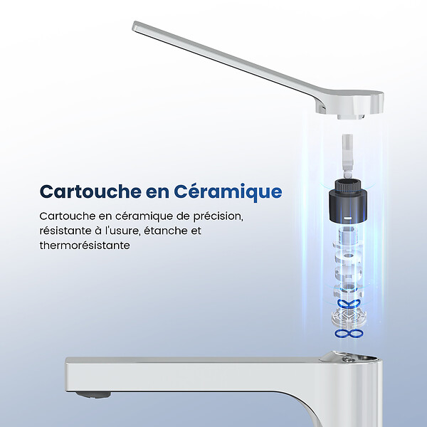 EMKE - EMKE Mitigeur pour Lavabo et Cuisine 335×233×46 mm, Robinet Chromé en Laiton & Inox 304, Cartouche Céramique, Aérateur Économiseur d’Eau - large