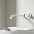 EMKE - EMKE Mitigeur Lavabo Mural Design Séparé 281×140×65 mm, Robinet Blanc Mat en Laiton & Inox 304, Cartouche Céramique Longue Durée - vignette