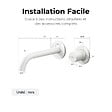 EMKE - EMKE Mitigeur Lavabo Mural Design Séparé 281×140×65 mm, Robinet Blanc Mat en Laiton & Inox 304, Cartouche Céramique Longue Durée - vignette