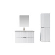 AURLANE - Pack Meuble salle de bain 60cm et Colonne de rangement - Façades Blanches Ondulées - MILO - vignette