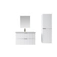 AURLANE - Pack Meuble salle de bain 80cm et Colonne de rangement - Façades Blanches Ondulées - MILO - vignette