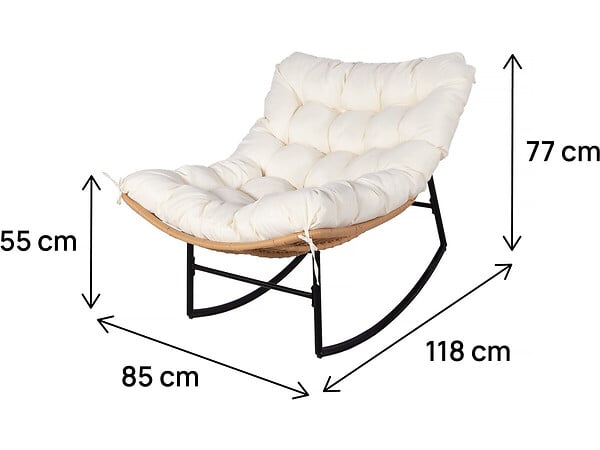 HABITAT ET JARDIN - Fauteuil à bascule papasan avec coussin intérieur/extérieur "Papaya" - Beige - large