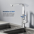 EMKE - EMKE Mitigeur de Cuisine Chromé, Robinet Monocommande Rotatif 360°, 30,3 × 22,5 cm, Design Fin en Acier Inoxydable - vignette