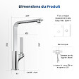 EMKE - EMKE Mitigeur de Cuisine Chromé, Robinet Monocommande Rotatif 360°, 30,3 × 22,5 cm, Design Fin en Acier Inoxydable - vignette