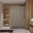 AURLANE - Paroi de douche 140 x 200 HINATA - style Japandi courbes douces - Cadre effet Bois - Verre 6mm - vignette