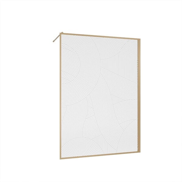 AURLANE - Paroi de douche 140 x 200 HINATA - style Japandi courbes douces - Cadre effet Bois - Verre 6mm - large