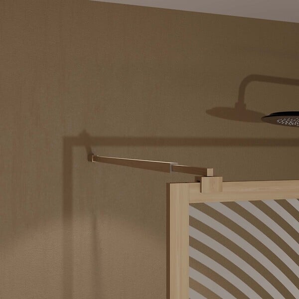 AURLANE - Paroi de douche 90 x 200 HINATA - style Japandi courbes douces - Cadre effet Bois - Verre 6mm - large