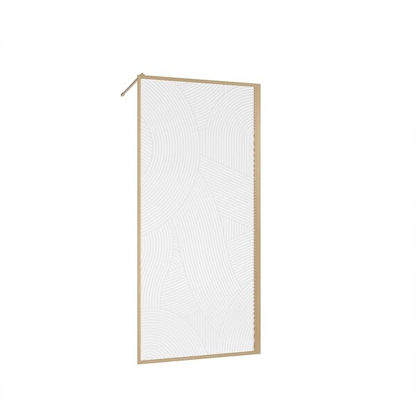 AURLANE - Paroi de douche 90 x 200 HINATA - style Japandi courbes douces - Cadre effet Bois - Verre 6mm - large