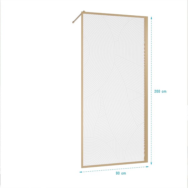 AURLANE - Paroi de douche 90 x 200 HINATA - style Japandi courbes douces - Cadre effet Bois - Verre 6mm - large