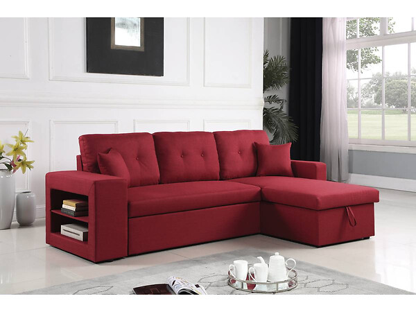 HABITAT ET JARDIN - Canapé d'angle convertible/réversible "Axel" - 3 places - Rouge - large