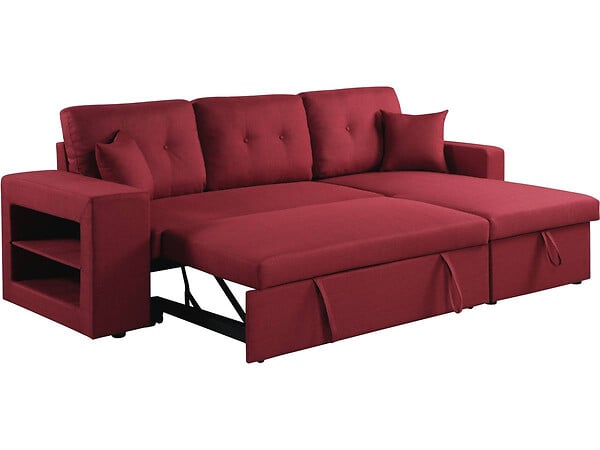 HABITAT ET JARDIN - Canapé d'angle convertible/réversible "Axel" - 3 places - Rouge - large