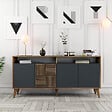 HABITAT ET JARDIN - Buffet en bois "Milan" - 160 x 35 x 78 cm - Noyer, Anthracite - vignette