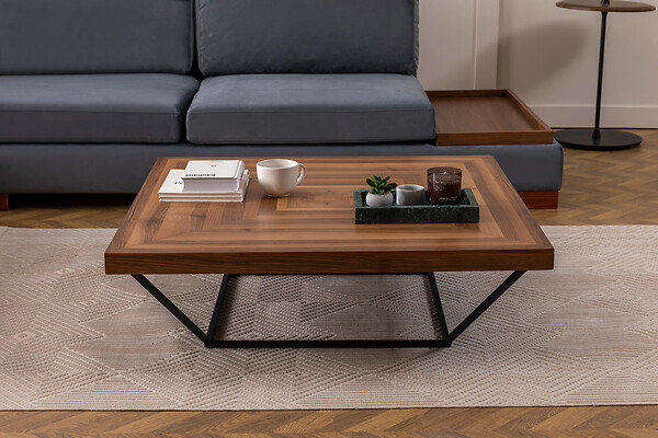 HABITAT ET JARDIN - Table Basse en bois "Cora" - 100 x 100 x 32 cm - Noyer - large