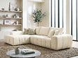 HABITAT ET JARDIN - Canapé d'angle gauche en tissu style bubble "Sidonie" - 4 places - Beige - vignette