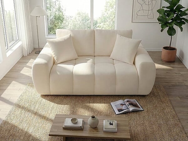 HABITAT ET JARDIN - Canapé droit en tissu style bubble "Léonie" - 2 places - Beige - large