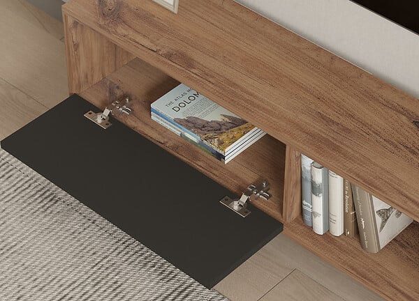 HABITAT ET JARDIN - Meuble TV en bois "Ova" - 120 x 25 x 36 cm - ChêneAnthracite - large