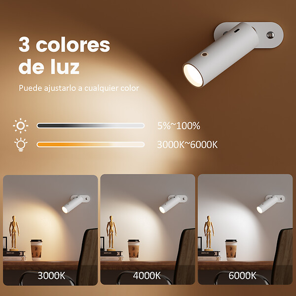 EMKE - EMKE Lampe de table LED magnétique sans fil 5 en 1, Dimmable, Rechargeable, Commande Tactile, 3 modes de couleur, USB-C, Noir - large
