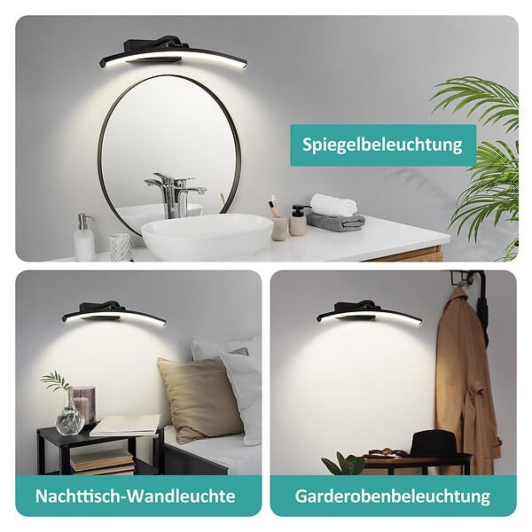 EMKE - EMKE Lampe murale LED noire pour salle de bain, éclairage miroir 40 × 4,8 cm, lumière neutre 4000 K, installation simple - large