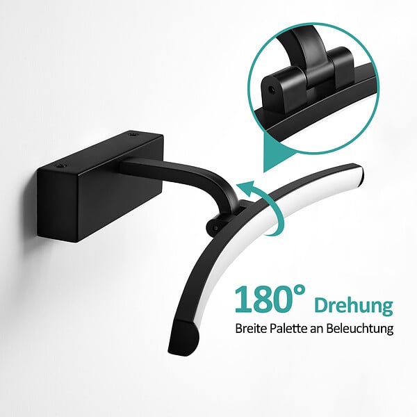 EMKE - EMKE Lampe murale LED noire pour salle de bain, éclairage miroir 40 × 4,8 cm, lumière neutre 4000 K, installation simple - large
