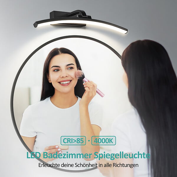 EMKE - EMKE Lampe murale LED noire pour salle de bain, éclairage miroir 40 × 4,8 cm, lumière neutre 4000 K, installation simple - large