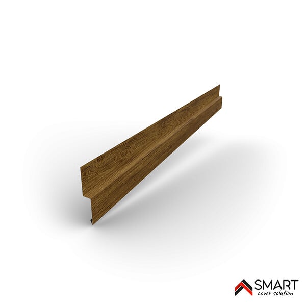 BRAVO THE SMART SOLUTION - Profilé de joint Tôle bac acier - Toiture - Couverture - plaque H12 Coloris Golden Oak Printech L=2m - large