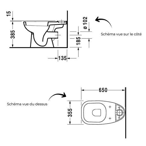 DURAVIT - WC à poser D-code avec abattant + nettoyant - large
