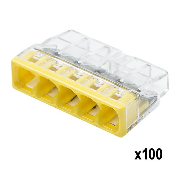 WAGO - Pot de 100 mini bornes de connexion automatique 5 entrées S2273 - large