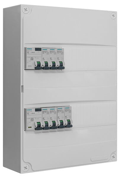 SIEMENS - Tableau 2 rangées pré-équipé 2 inter. diff. 40A + 7 disjoncteurs-SIEMENS - large