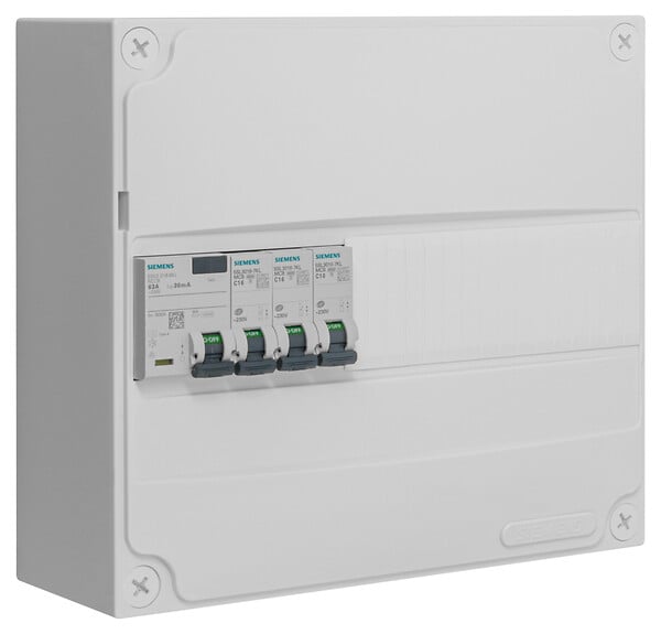SIEMENS - Tableau 1 rangée pré-équipé 1 inter. diff. 63A type A + 3 disjoncteurs-SIEMENS - large