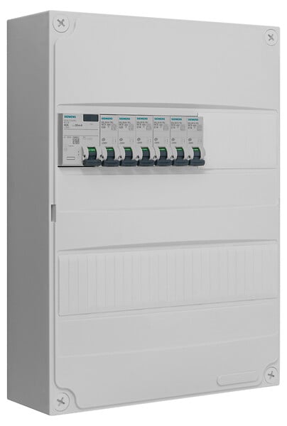 SIEMENS - Tableau 2 rangées pré-équipé 1 inter. diff. 40A type AC + 6 disjoncteurs-SIEMENS - large