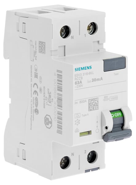 SIEMENS - SIEMENS Interrupteur différentiel 30 mA 63 A Type A - large