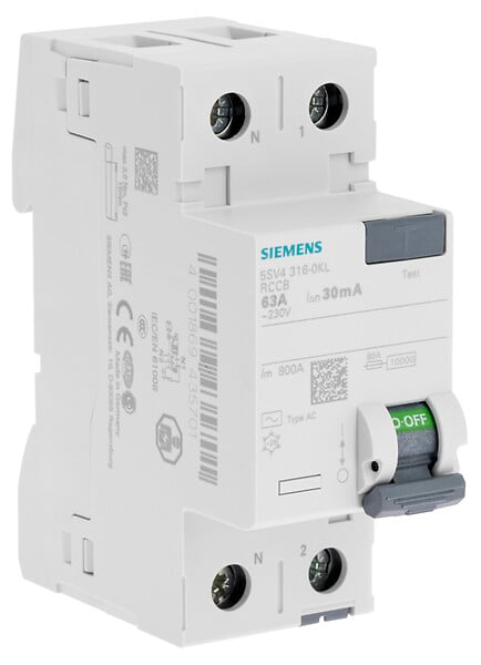 SIEMENS - SIEMENS Interrupteur différentiel 30 mA 63 A Type AC SIEMENS NEW (701) - large