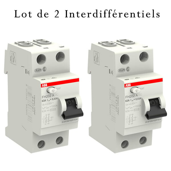 ABB - Lot de 2 Interrupteurs différentiels  à vis raccordement 63A 30mA Type A-ABB - large