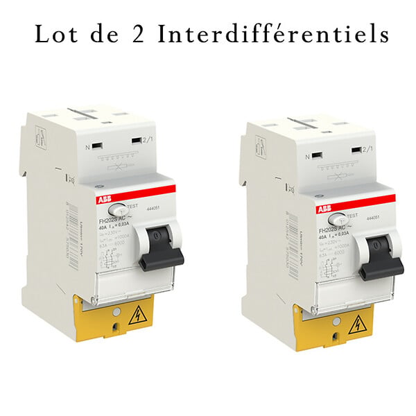 ABB - Lot de 2 Interrupteurs différentiels automatiques raccordement Rapide 40A 30mA Type AC-ABB - large