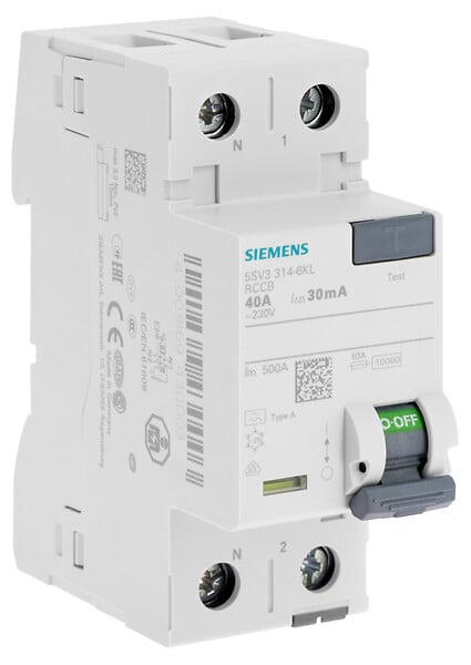 SIEMENS - SIEMENS Interrupteur différentiel 30 mA 40 A Type A compact et fiable pour votre installation électrique - large