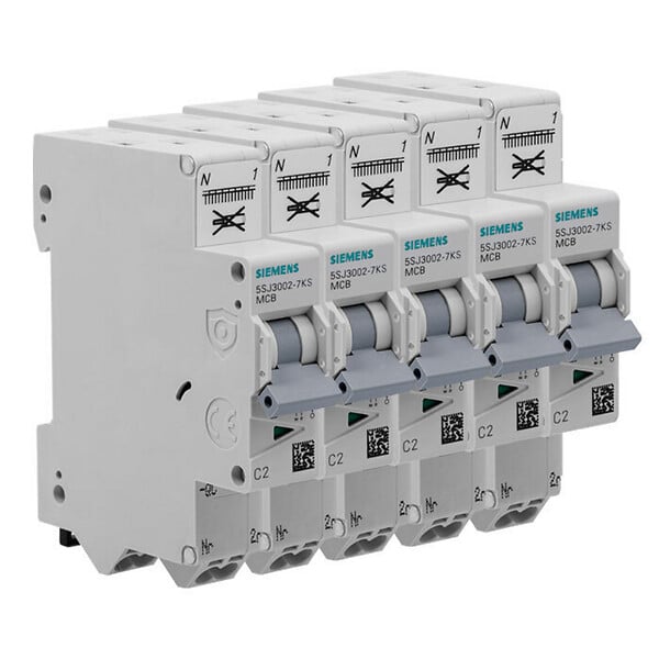 SIEMENS - SIEMENS Lot de 5 disjoncteurs Auto P+N 2A - large