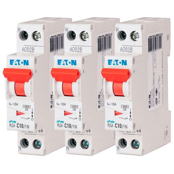EATON CAPRI - EATON Lot 3 disjoncteurs 10A Ph+N à vis 45kA 230V courbe C, protection fiable et conforme EN 60898 - large