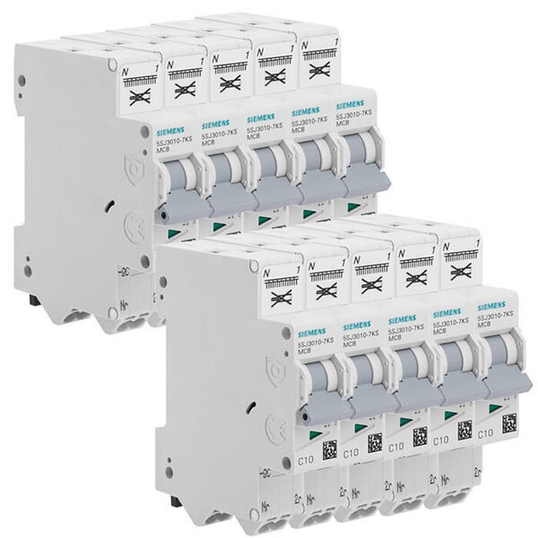 SIEMENS - SIEMENS Lot de 10 disjoncteurs auto P+N 10A - large