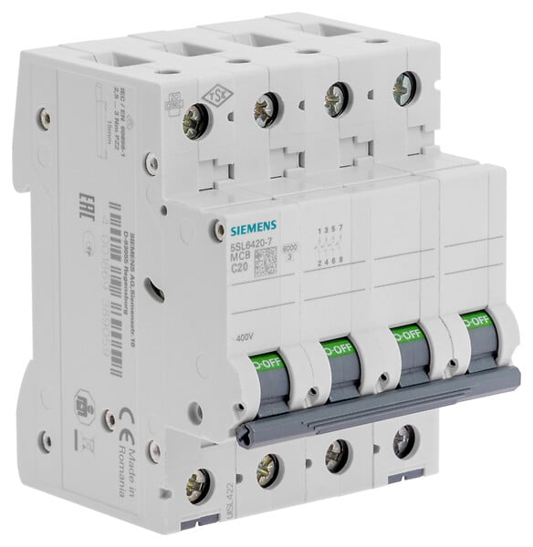 SIEMENS - Disjoncteur tetrapolaire 20A Courbe C-SIEMENS - large