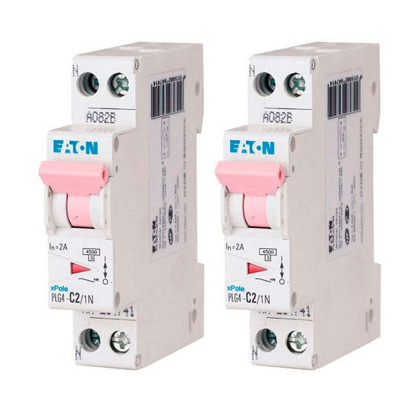 EATON CAPRI - EATON Lot de 2 disjoncteurs 2A Ph+N 45kA 230V courbe C à vis, norme EN 60898 - large
