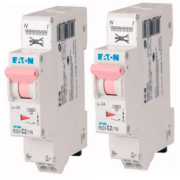EATON CAPRI - Lot de 2 disjoncteurs auto 2A PLG, Ph+N (EN 60898) courbe C-EATON - large