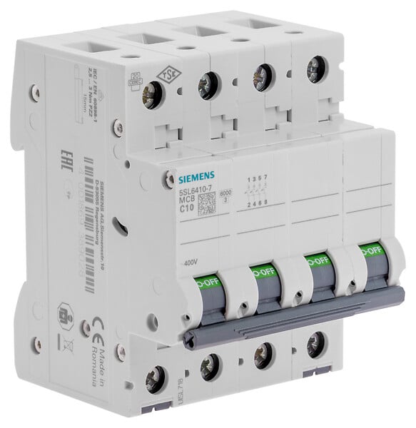 SIEMENS - Disjoncteur tetrapolaire 10A Courbe C-SIEMENS - large