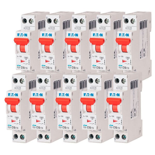 EATON CAPRI - EATON Lot de 10 disjoncteurs 10A Ph+N à vis 45kA 230V courbe C - large
