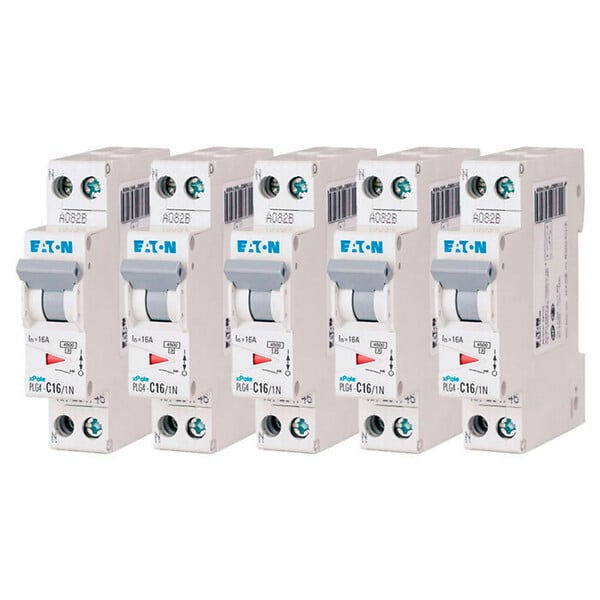 EATON CAPRI - EATON Lot de 5 disjoncteurs 16A Ph+N 45kA 230V courbe C à vis, protection fiable et conforme EN 60898 - large