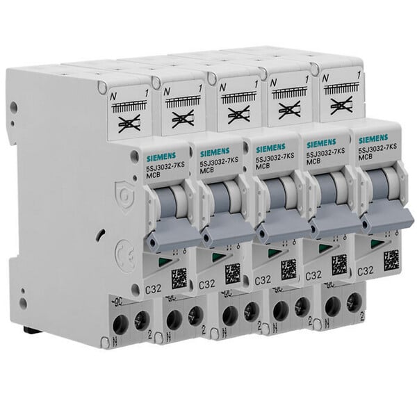 SIEMENS - SIEMENS Lot de 5 disjoncteurs Auto P+N 32A - large