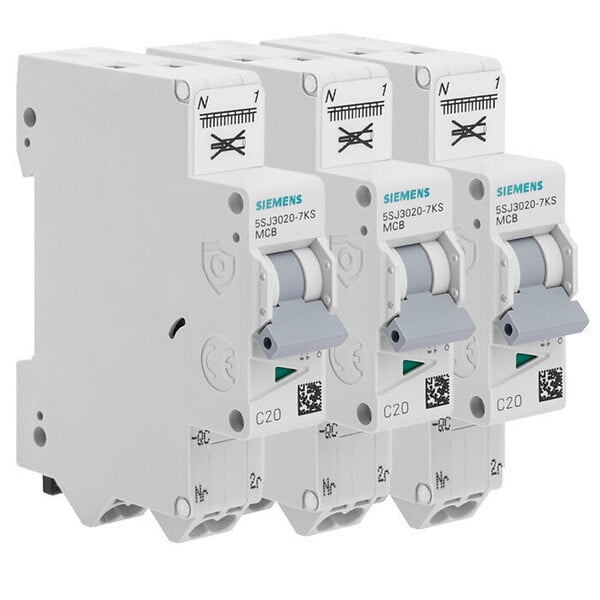 SIEMENS - SIEMENS Lot de 3 disjoncteurs Auto P+N 20A - large