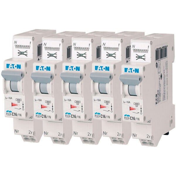 EATON CAPRI - EATON Lot 5 disjoncteurs auto 16A Ph+N 45kA 230V courbe C, borne à ressort, protection fiable et performante - large