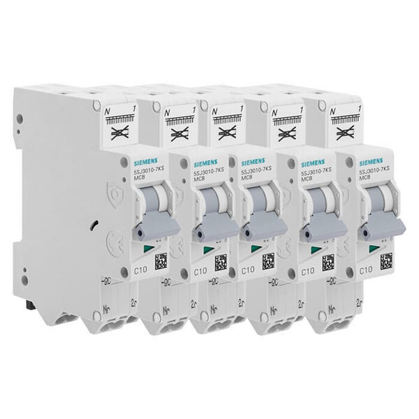 SIEMENS - Lot de 5 disjoncteurs Auto P+N 10A-SIEMENS - large